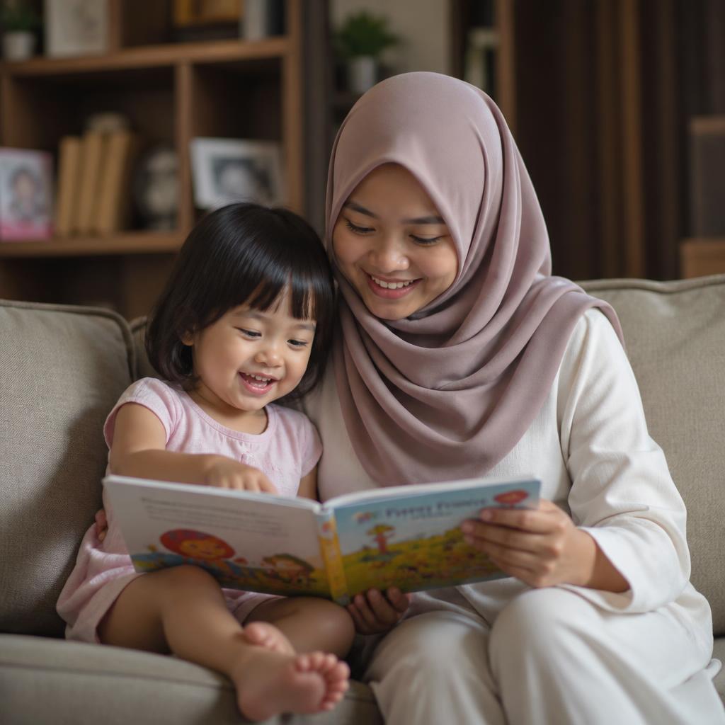 Ilustrasi keluarga hangat bersama pengasuh Kediri Caregiver